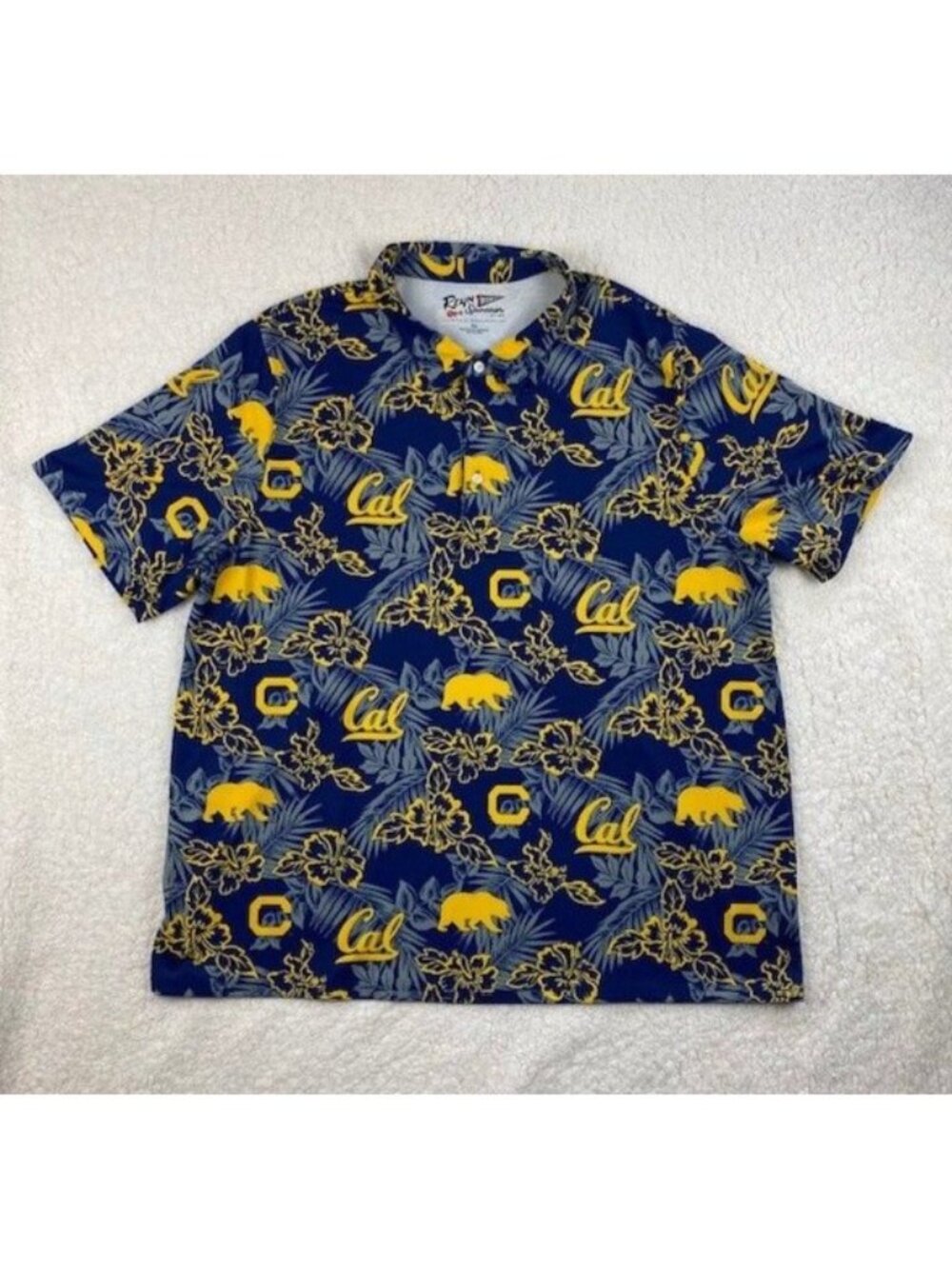 Reyn Spooner University Cal Berkeley Game Day Polo Shirt Men's 3XL Stretch Polo